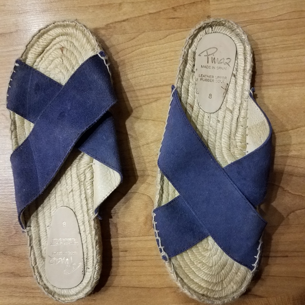 PIMAZ LEATHER SUEDE SANDALS SLIDES ESPADRILLES 8